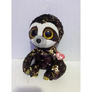 NWT DANGLER The SLOTH Ty FLIPPABLES Sequin Beanie 9" Boos NEW with TAG Glitter